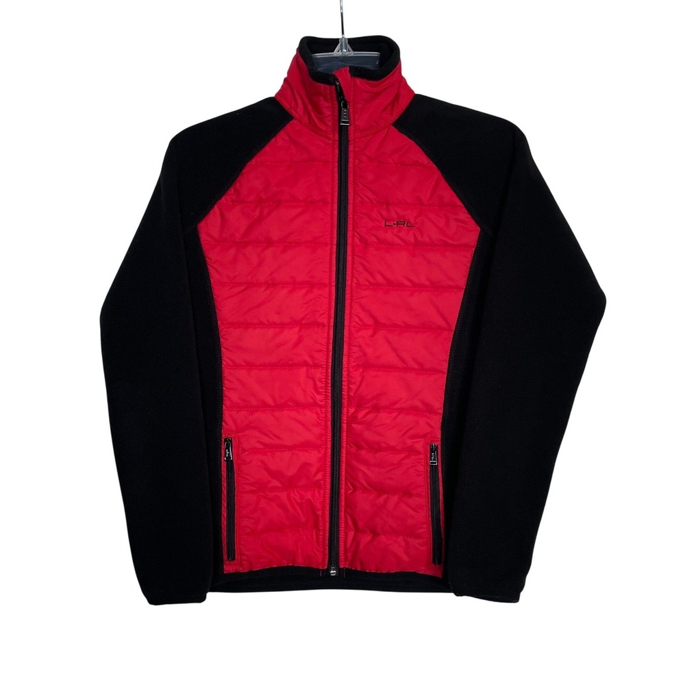 Lauren Ralph Lauren Active Jacket Womens PS‎ Red Black Hybrid Fleece
